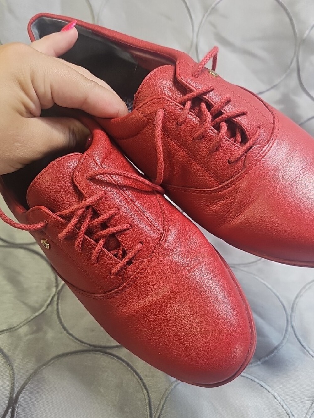 Easy Spirit Lipstick Red Leather Lace-Up Comfort Shoe R1 - Picture 8 of 8